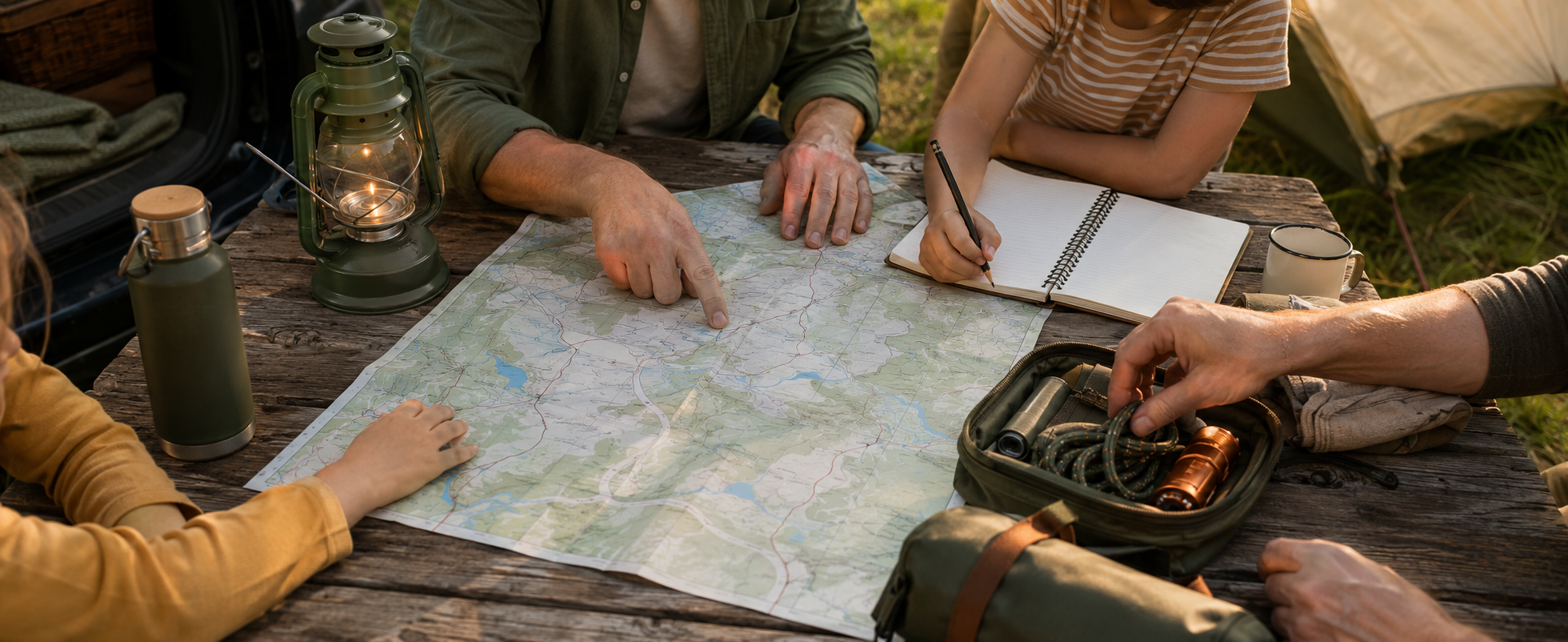 CAMPBOX trip planner showing a connected camping plan